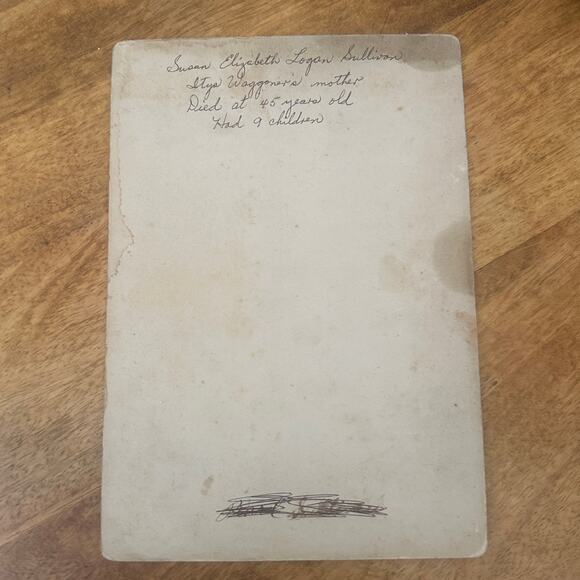 Antique Cabinet Card Photo Susan Elizabeth Logan Sullivan 1890s 7 X 10 - Picture 5 of 5